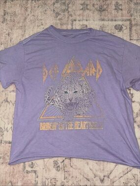 Def Leppard Lavender Graphic Tee - 'Bringin' On the Heartbreak'